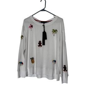 Jane + Delancey Women's Medium Sweatshirt Christmas Embroidery Crew Neck